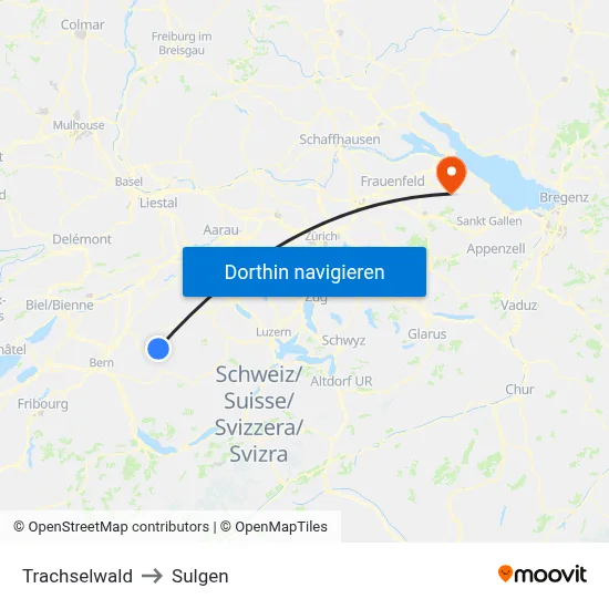 Trachselwald to Sulgen map