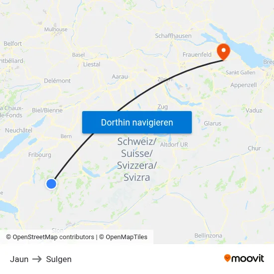 Jaun to Sulgen map
