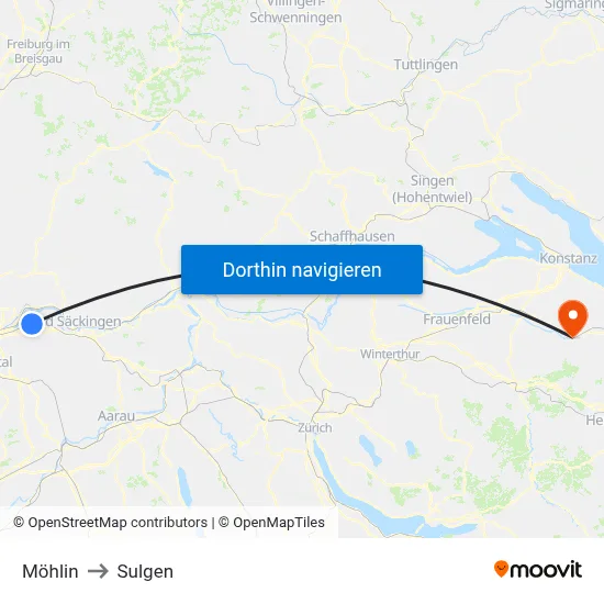 Möhlin to Sulgen map