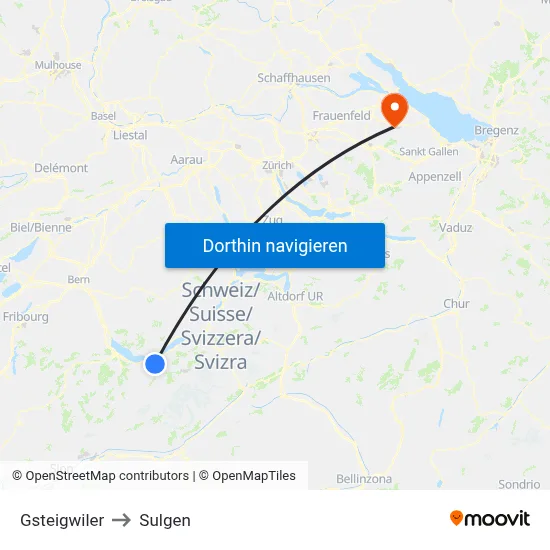 Gsteigwiler to Sulgen map