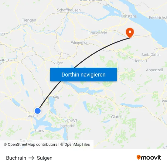 Buchrain to Sulgen map