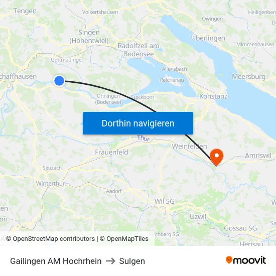 Gailingen AM Hochrhein to Sulgen map