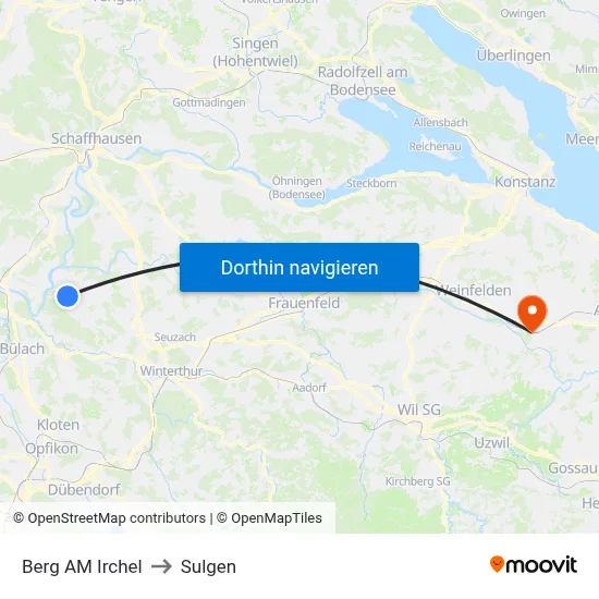 Berg AM Irchel to Sulgen map