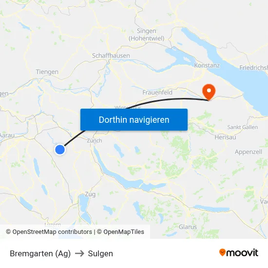 Bremgarten (Ag) to Sulgen map