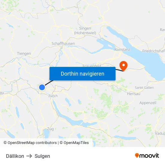 Dällikon to Sulgen map
