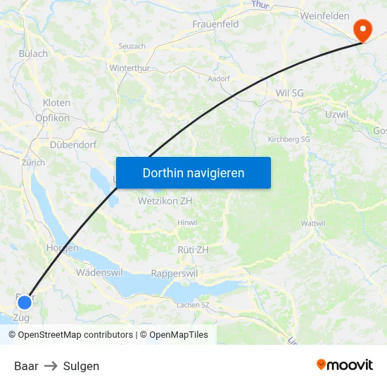 Baar to Sulgen map