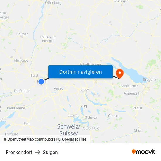 Frenkendorf to Sulgen map