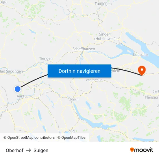 Oberhof to Sulgen map