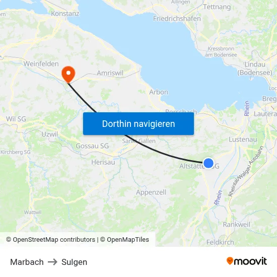 Marbach to Sulgen map