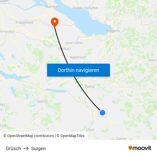 Grüsch to Sulgen map