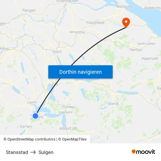 Stansstad to Sulgen map