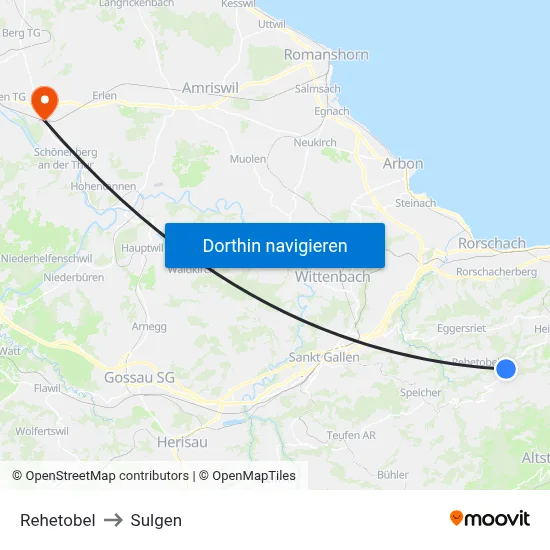 Rehetobel to Sulgen map