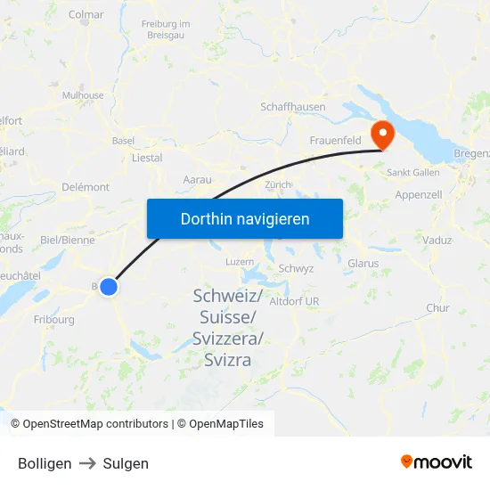 Bolligen to Sulgen map