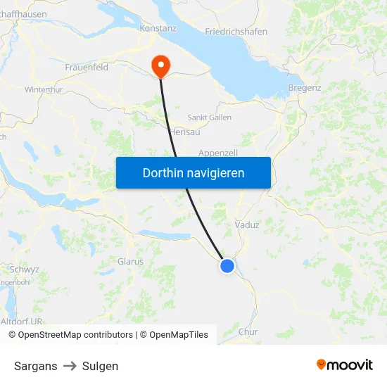 Sargans to Sulgen map