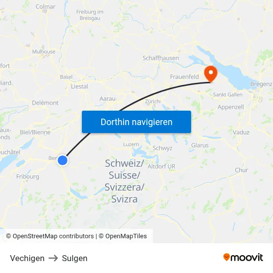 Vechigen to Sulgen map