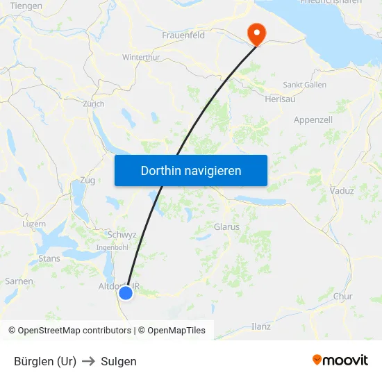 Bürglen (Ur) to Sulgen map