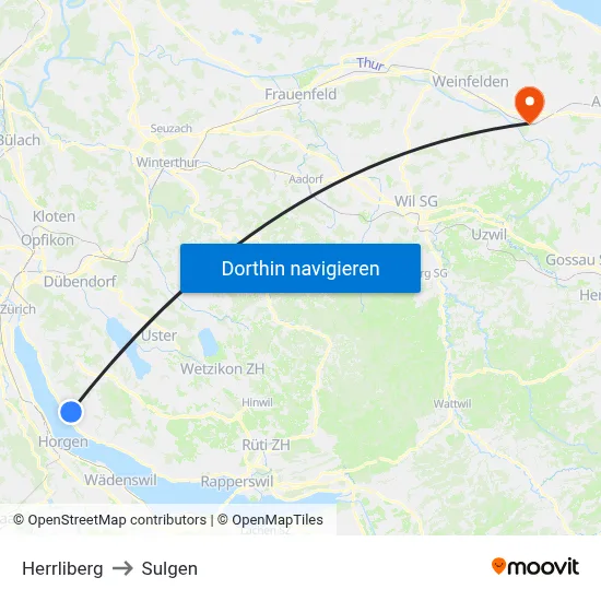Herrliberg to Sulgen map