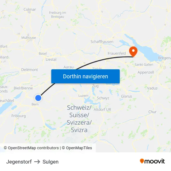 Jegenstorf to Sulgen map