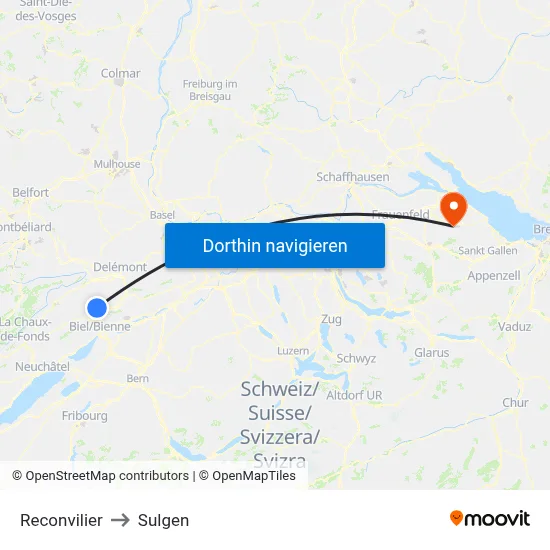 Reconvilier to Sulgen map