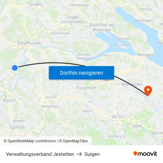 Verwaltungsverband Jestetten to Sulgen map