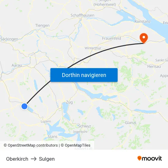 Oberkirch to Sulgen map