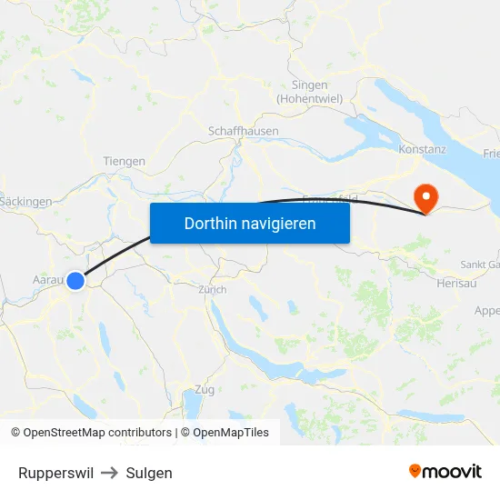 Rupperswil to Sulgen map