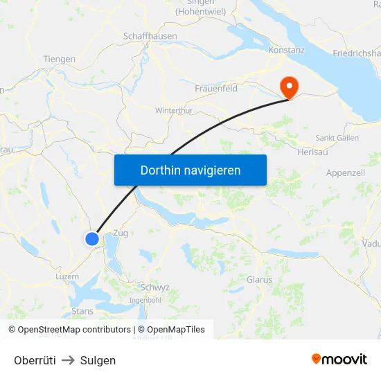 Oberrüti to Sulgen map