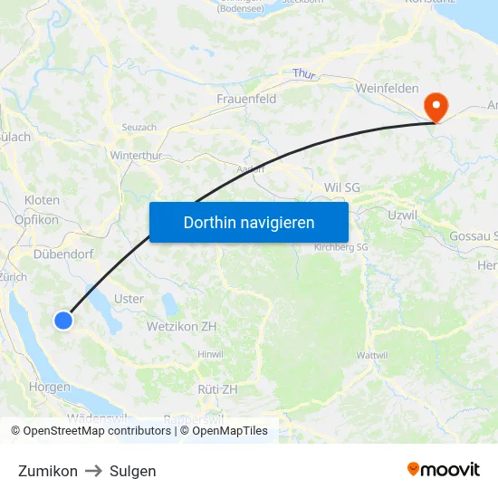 Zumikon to Sulgen map