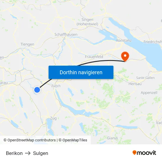 Berikon to Sulgen map