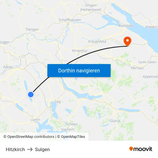 Hitzkirch to Sulgen map