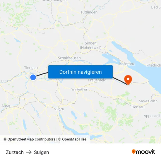 Zurzach to Sulgen map