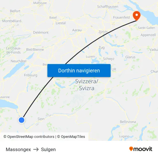 Massongex to Sulgen map