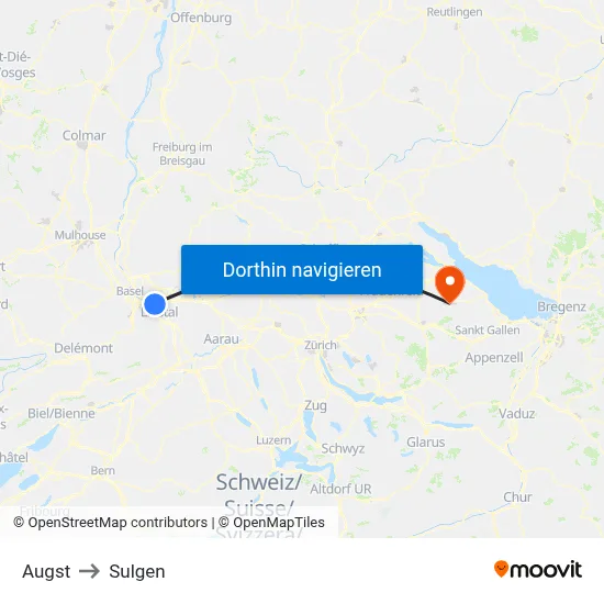 Augst to Sulgen map