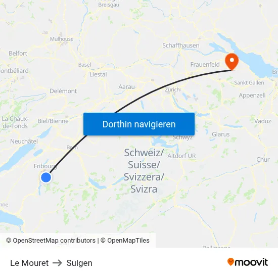 Le Mouret to Sulgen map