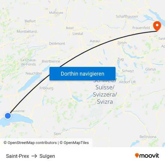 Saint-Prex to Sulgen map