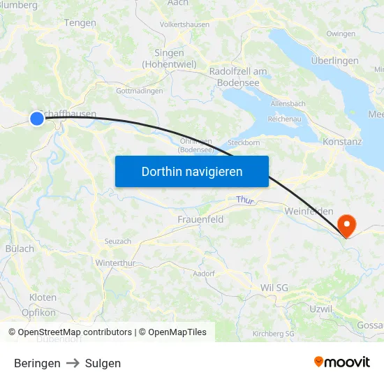 Beringen to Sulgen map