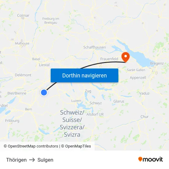 Thörigen to Sulgen map