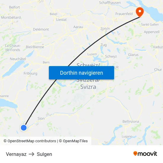 Vernayaz to Sulgen map