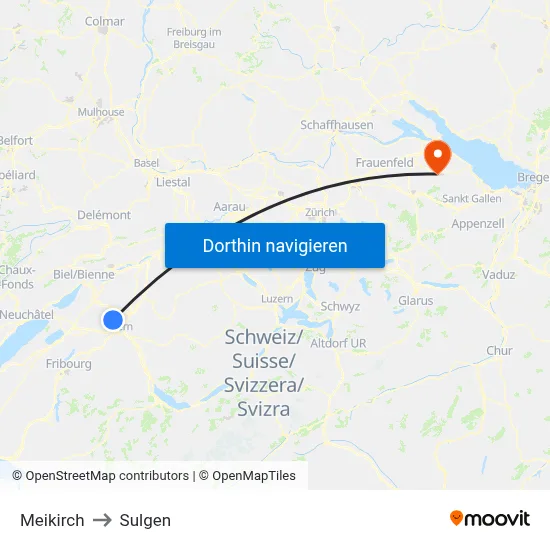 Meikirch to Sulgen map