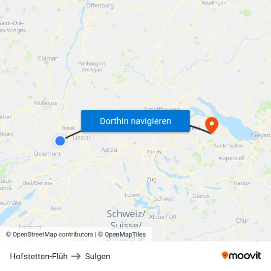 Hofstetten-Flüh to Sulgen map
