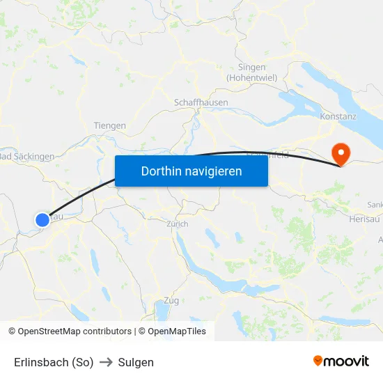 Erlinsbach (So) to Sulgen map