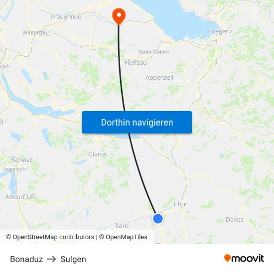 Bonaduz to Sulgen map