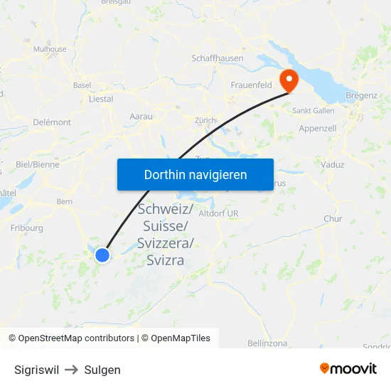Sigriswil to Sulgen map