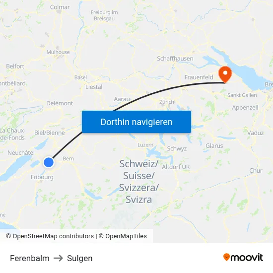 Ferenbalm to Sulgen map