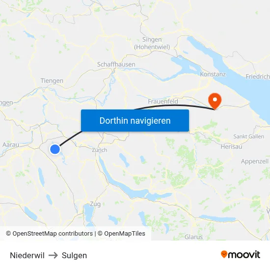 Niederwil to Sulgen map