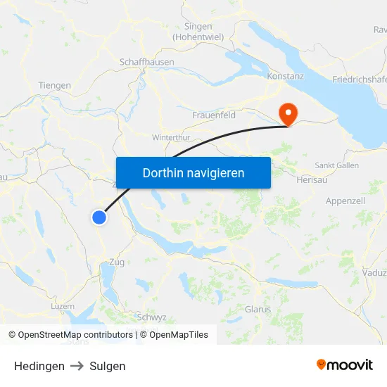 Hedingen to Sulgen map