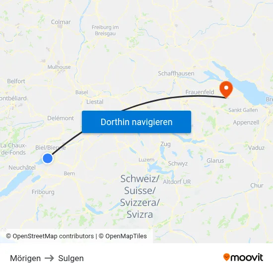 Mörigen to Sulgen map