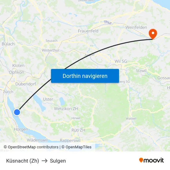 Küsnacht (Zh) to Sulgen map