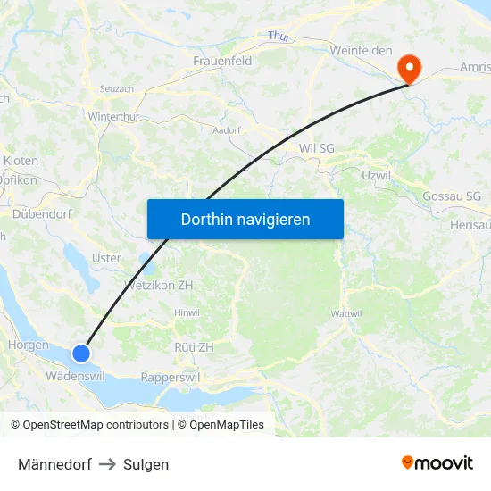 Männedorf to Sulgen map