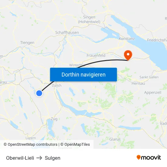 Oberwil-Lieli to Sulgen map